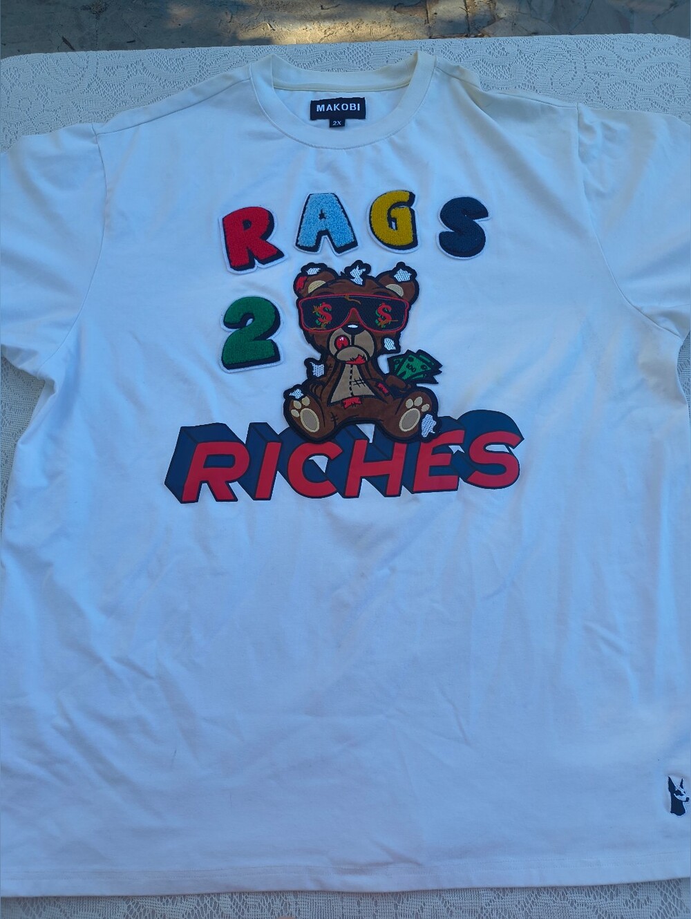 Makobi Rags 2 Riches White T-shirt Size 2x